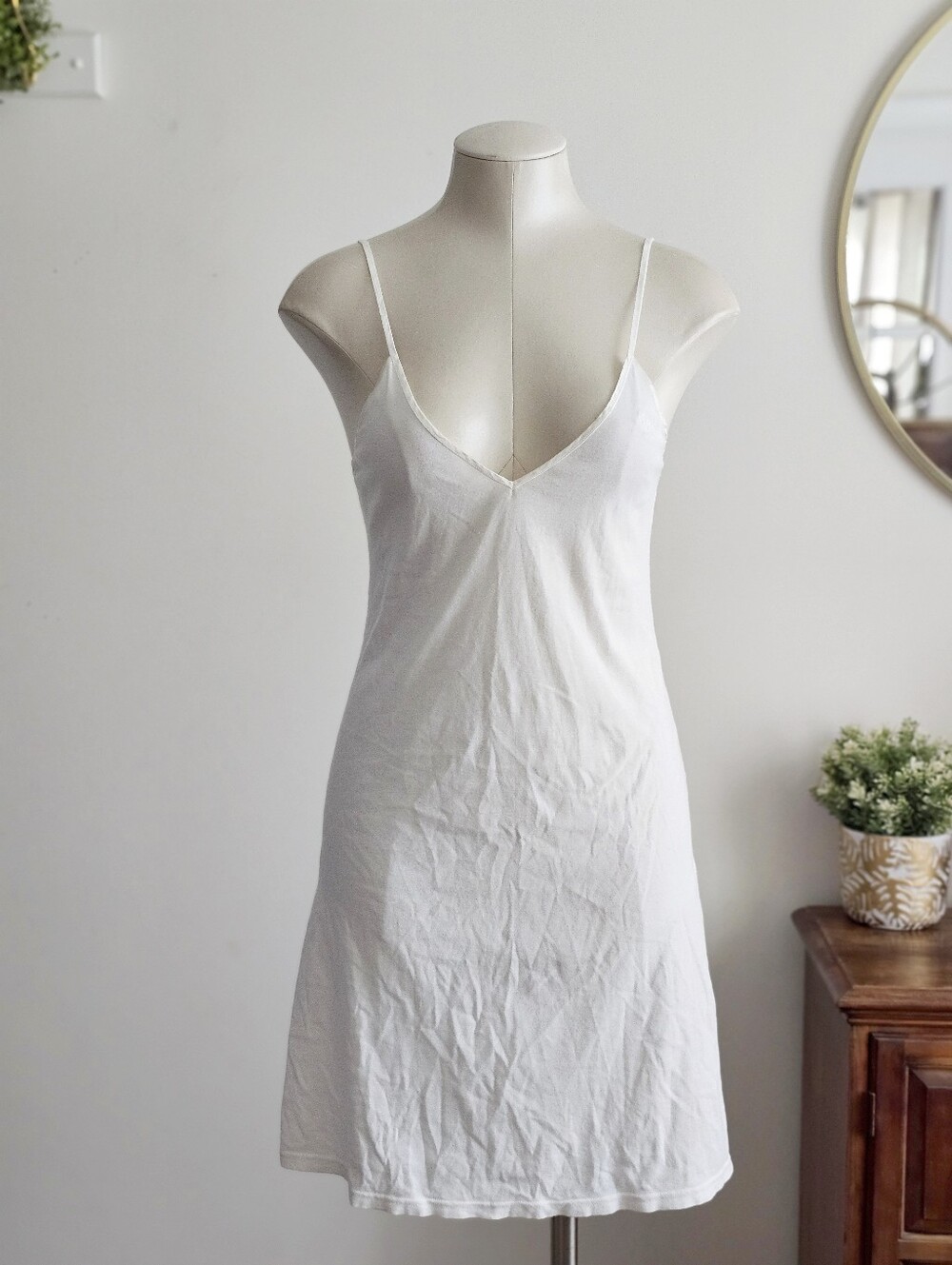 Vintage Ralph Lauren White Cotton Slip Dress Nightgown Minimalist Y2K Rare